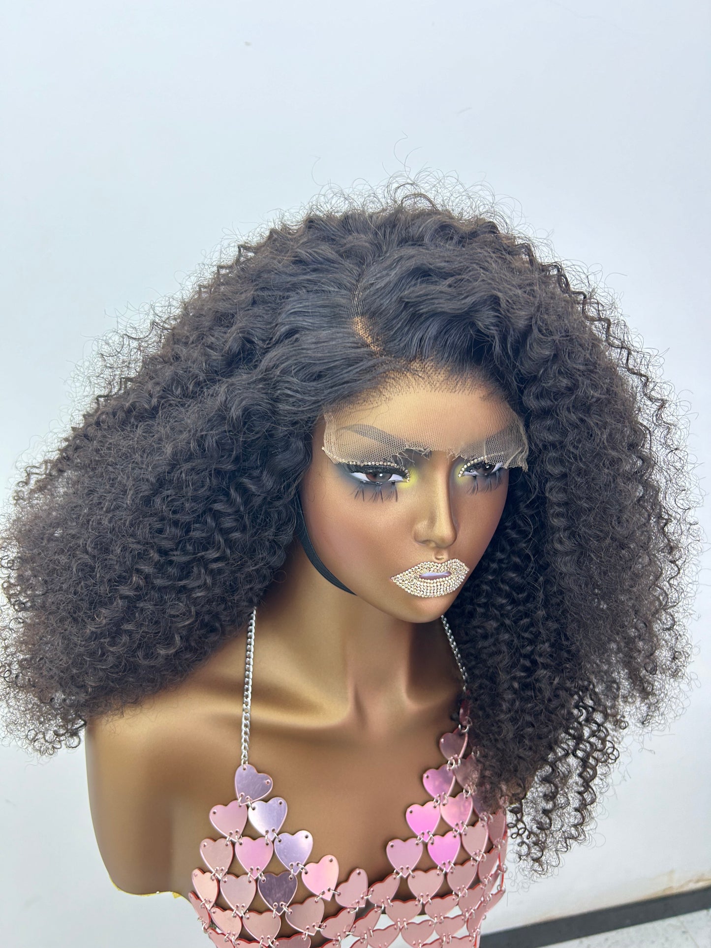 5×5 HD glueless lace wig 20inch,kinky curly