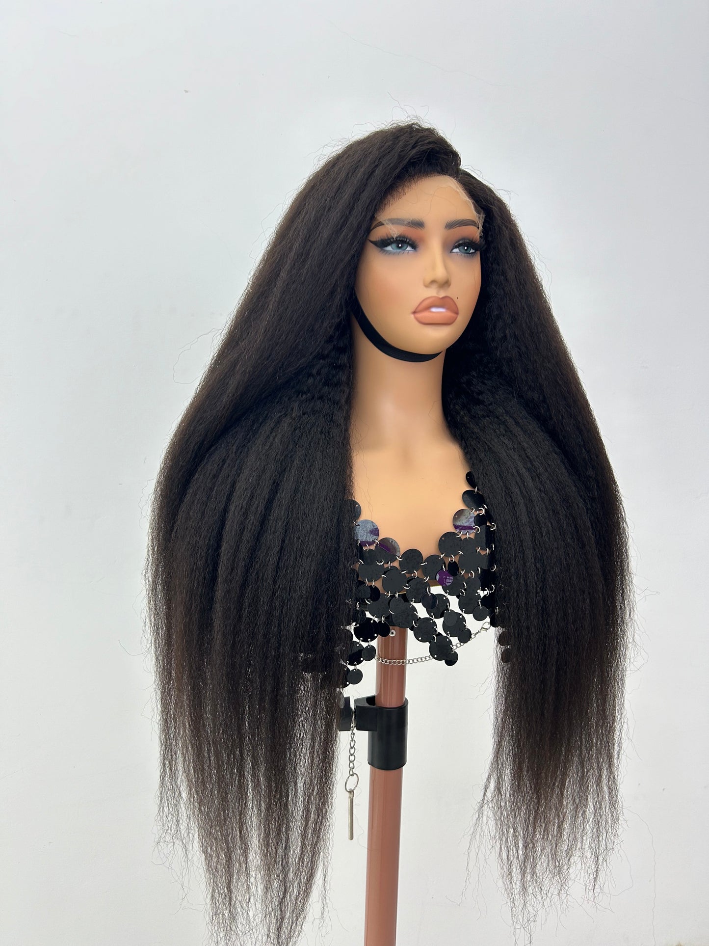 5×5 HD glueless lace wig 30inch kinky straight