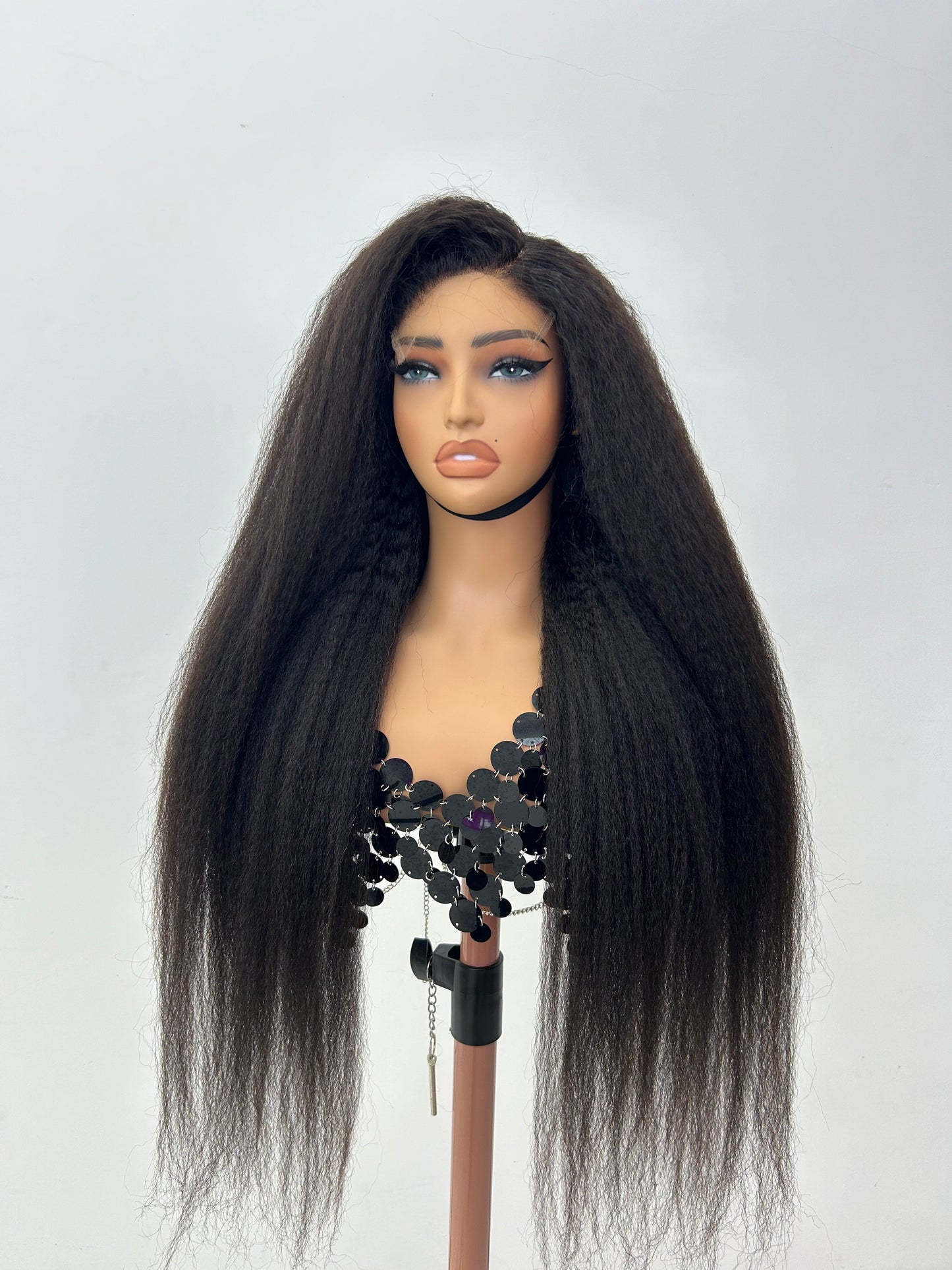 5×5 HD glueless lace wig 30inch kinky straight