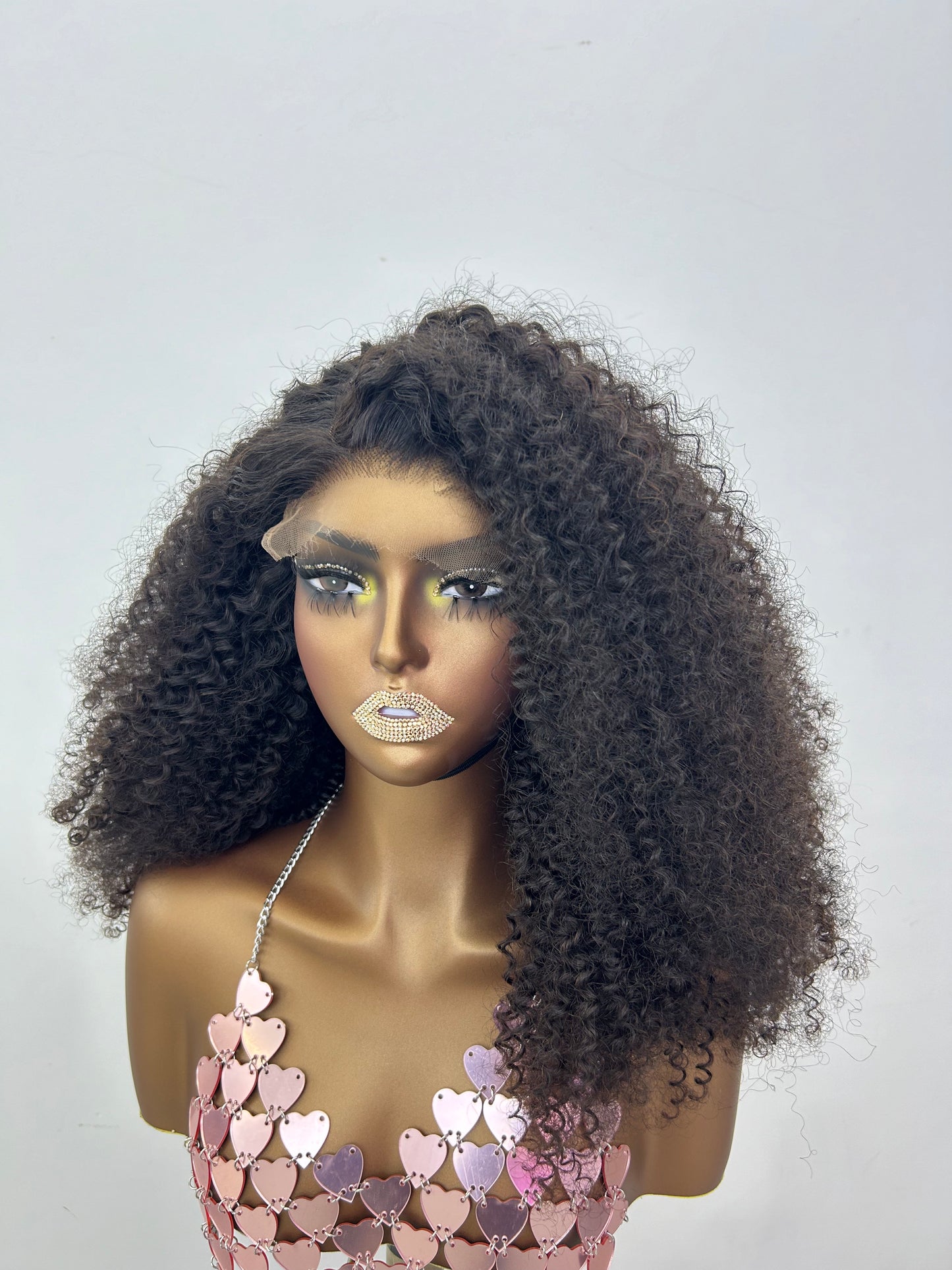 5×5 HD glueless lace wig 20inch,kinky curly